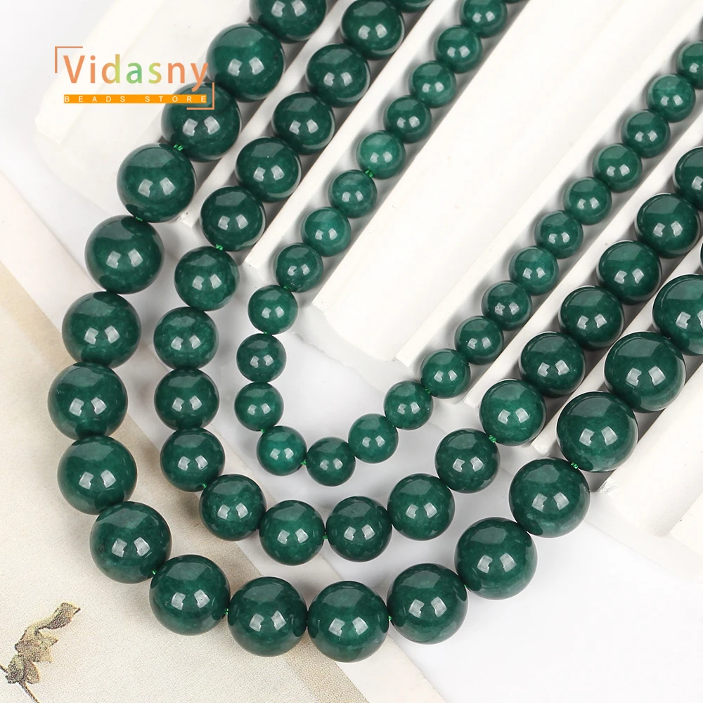 Natursteinperlen, grüne Chalcedon-Perlen für die Schmuckherstellung, runde lose Perlen, DIY-Zubehör, Armband, 6/8/10 mm, 15 Zoll – Detail 6
