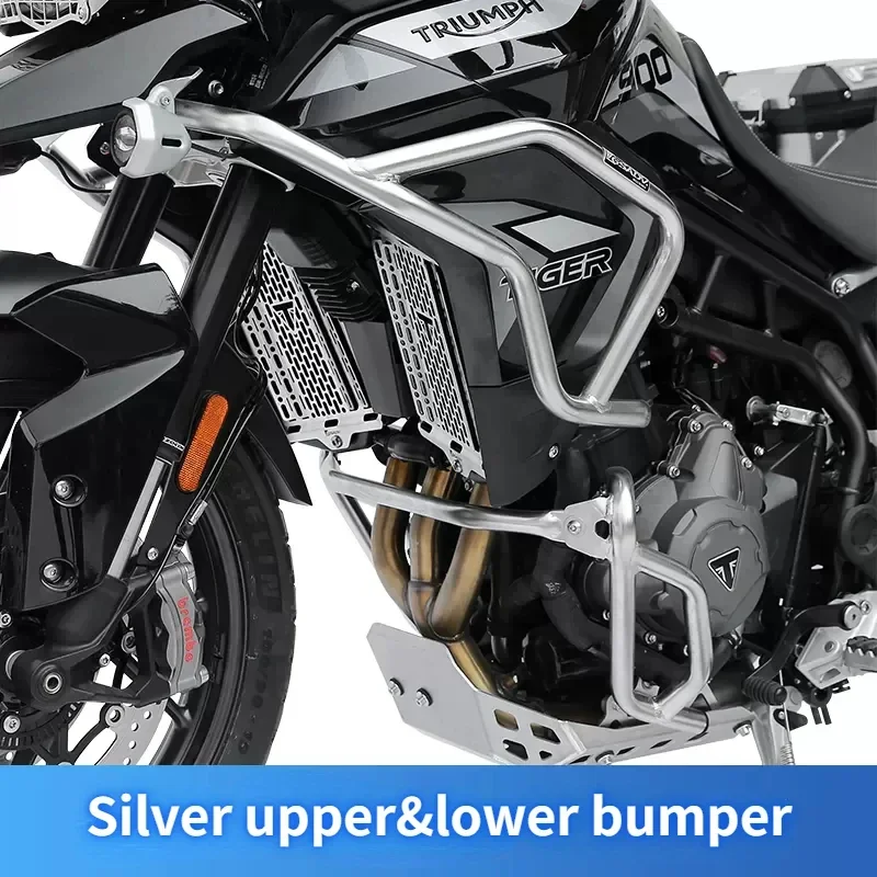 Durable Stainless Steel Crash Bar Bumper Protector for Triumph Tiger 850/900 GT - Upper & Lower Engine Guard