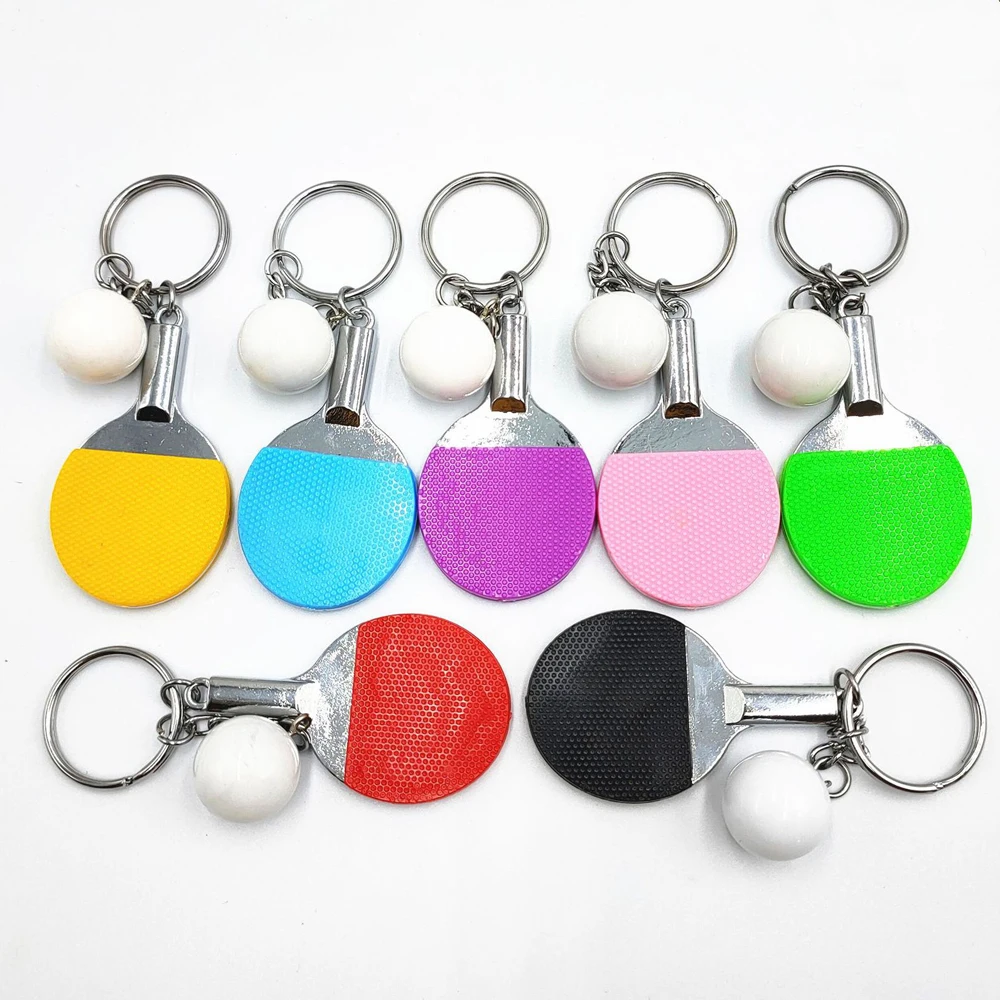 Souvenir Tennis Ball Badminton Pendant Bowling Sports Keyring Ping Pong Key Ring Table Tennis Racket Table Tennis Keychain