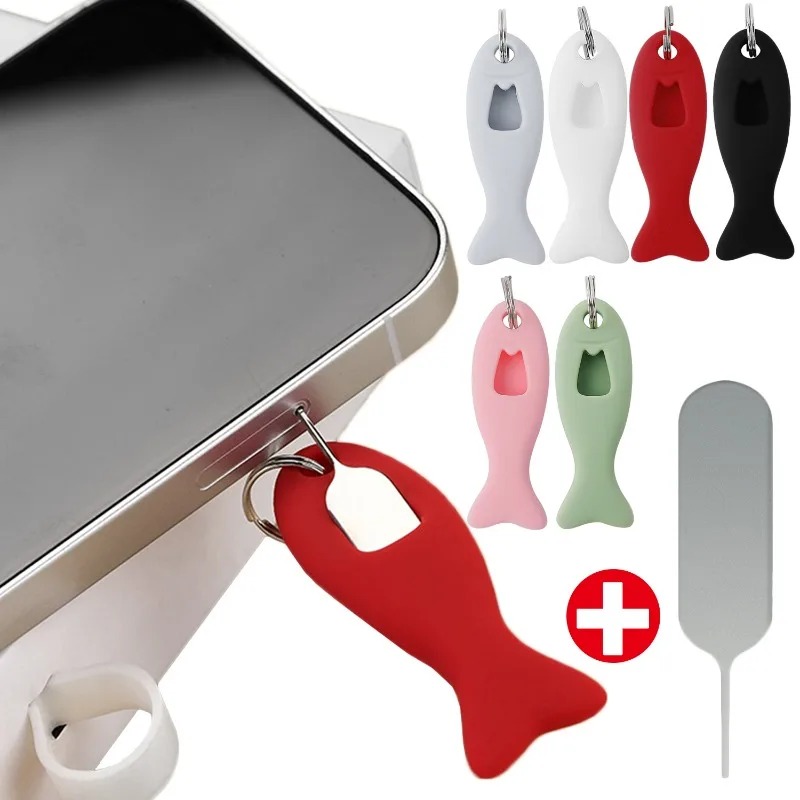 

Anti-lost SIM Card Pin Needle Tray with Silicone Protective Cover Universal SD Sim Card Remover Card Opener Eject Tool Keyring