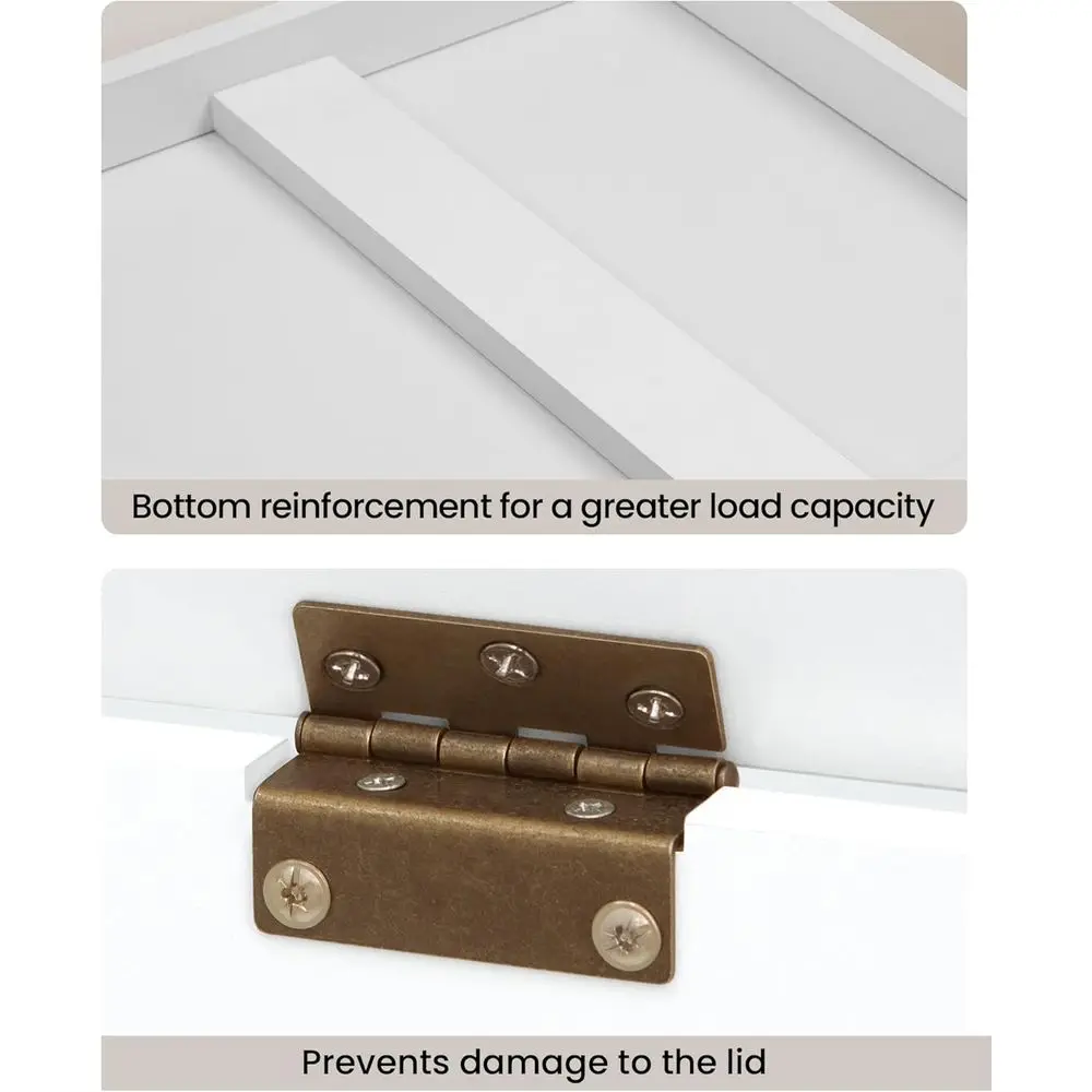 صندوق تخزين خشبي كبير جدًا مع سطح رفع، مقعد أحذية أبيض للمدخل وغرفة النوم وغرفة المعيشة - SB04503X #3