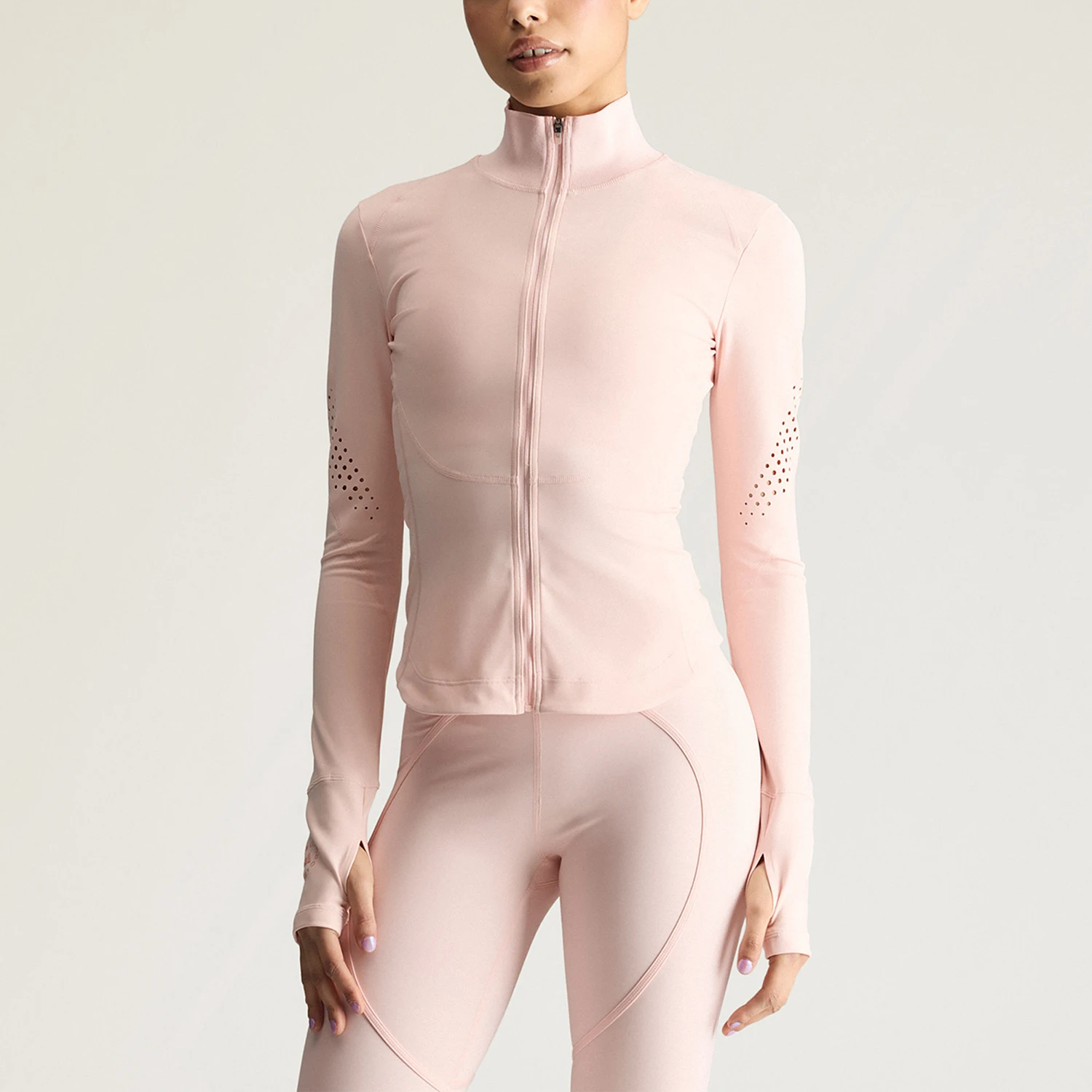Adidas genuine spring and autumn women's high neck sports slim fit long sleeved jacket KR6162