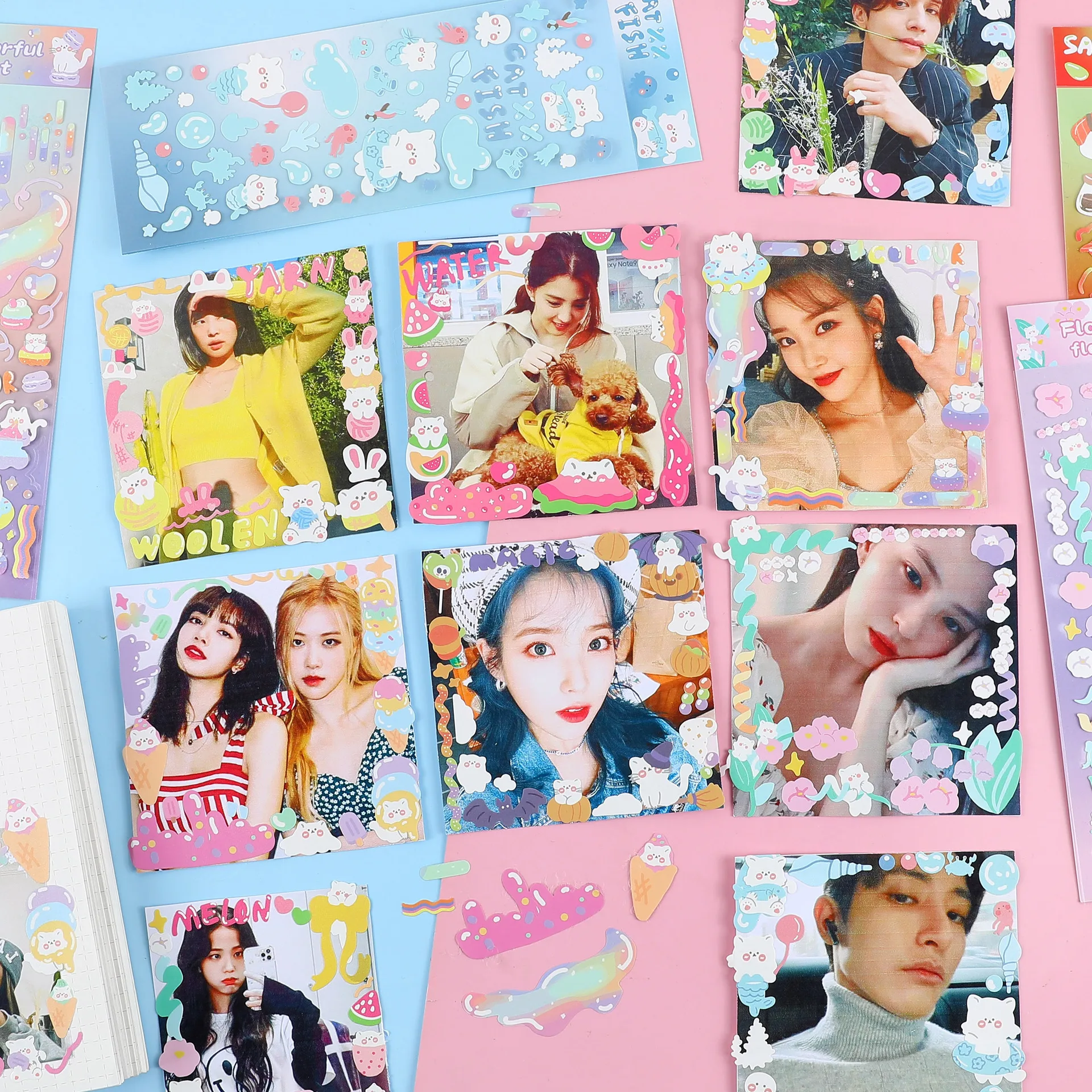 Imagem -03 - Pacote Deco Adesivos Criativo Bonito Estilo Coreano 3d Holograma Kawaii Memopad Kpop Toploader Decoração Washie Material Escolar Unidades