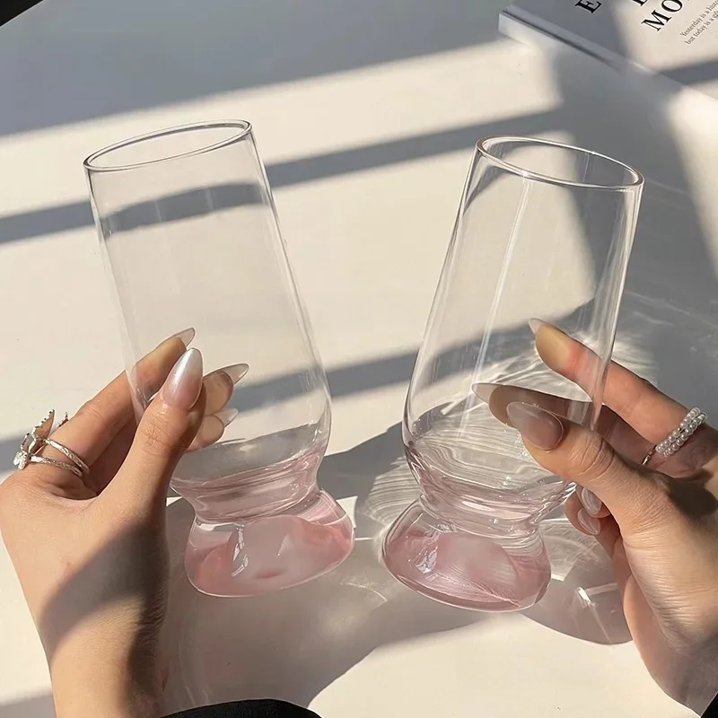 Pink Cherry Blossom Highball Glasses Premium Sensation Light Luxury Water Cups INS Juice Glasses Champagne Glasses