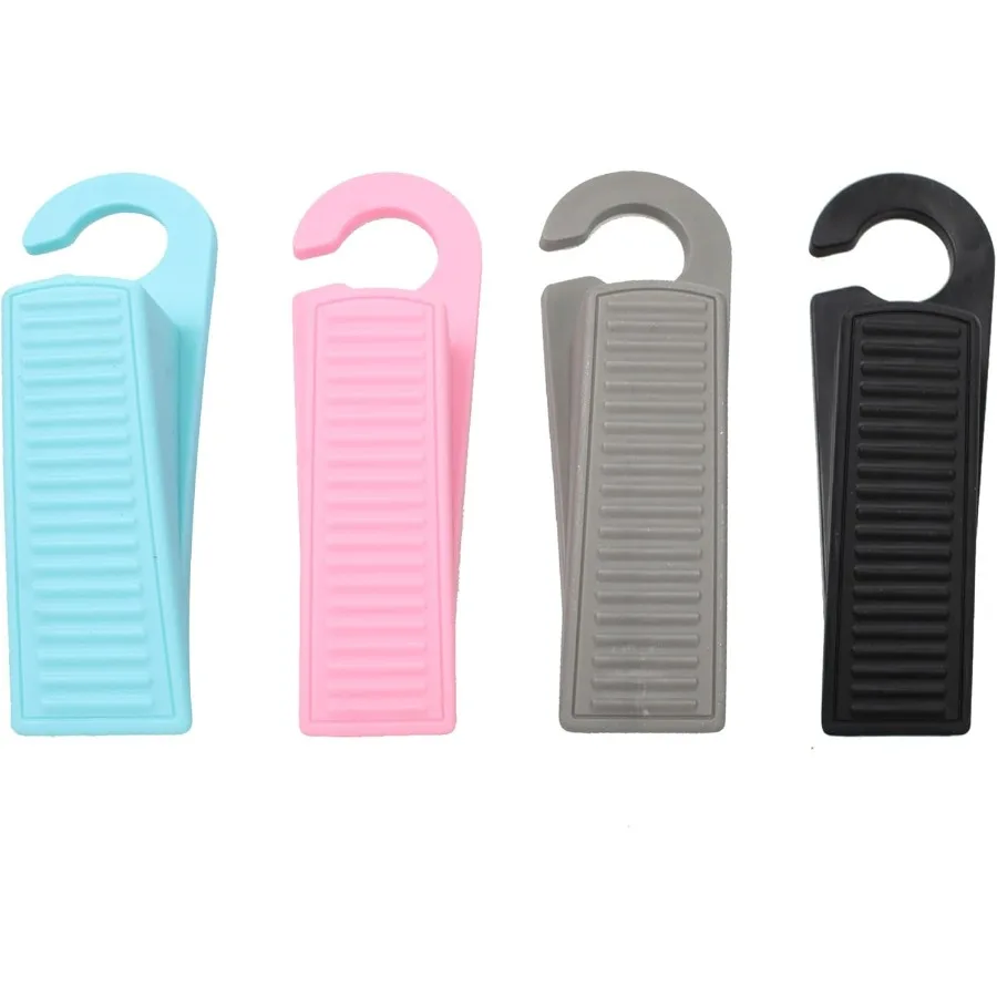 

4 шт. резиновые дверные стопоры с крючками, дверные стопоры, клинья, дверные стопоры для нижней части двери, розовый, синий, серый, черный