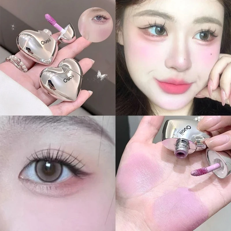 المخملية السائل مسحوق أحمر الخدود القلب الفراولة الخوخ الوجه الصباغ دائم الطبيعية منخفضة مشبع تينت كريم أحمر الخدود عصا ماكياج #4