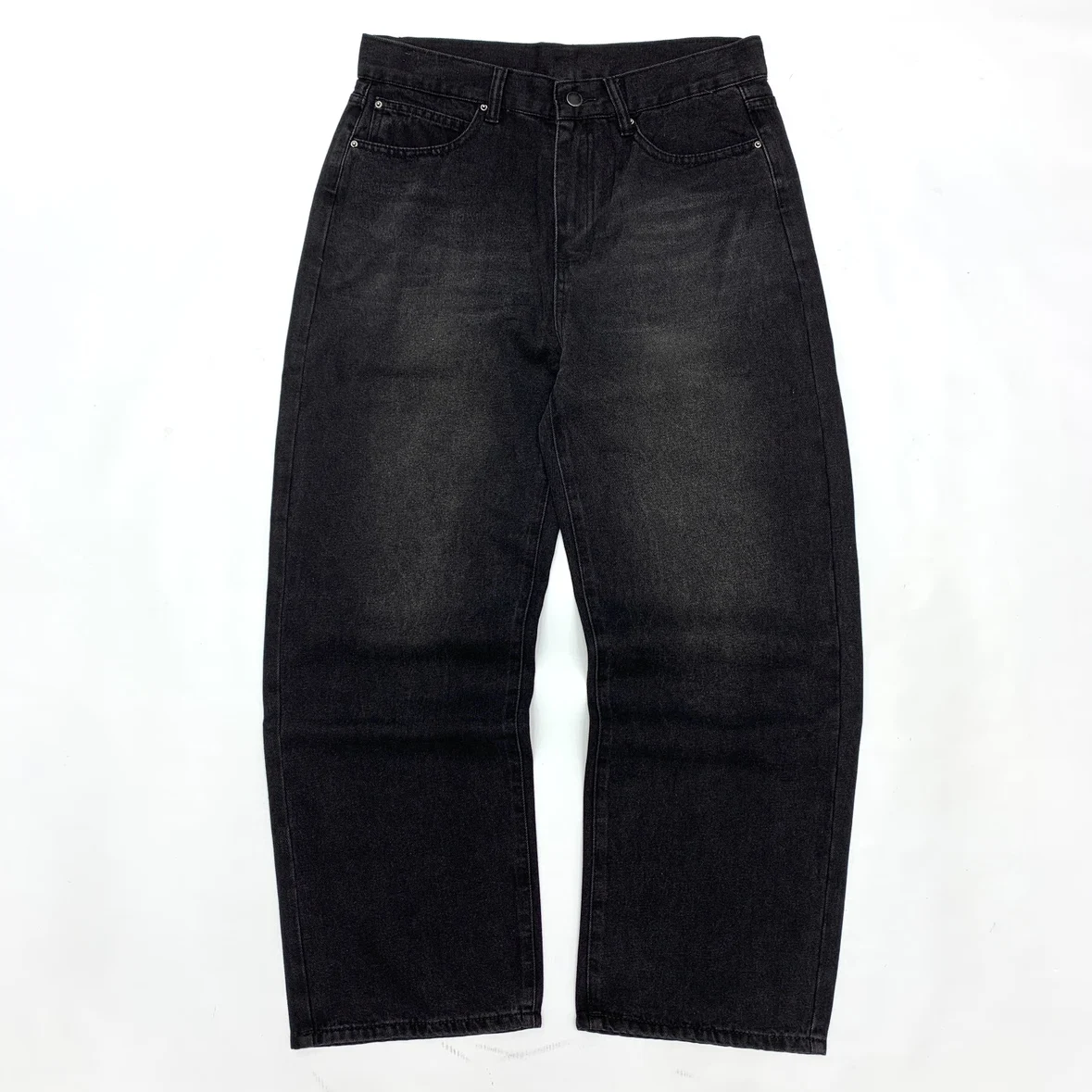 

Мужские прямые джинсы Amekaji большого размера в американском винтажном стиле, черные широкие свободные джинсы для папы, длинные брюки в стиле ретро с перетаскивающим подолом