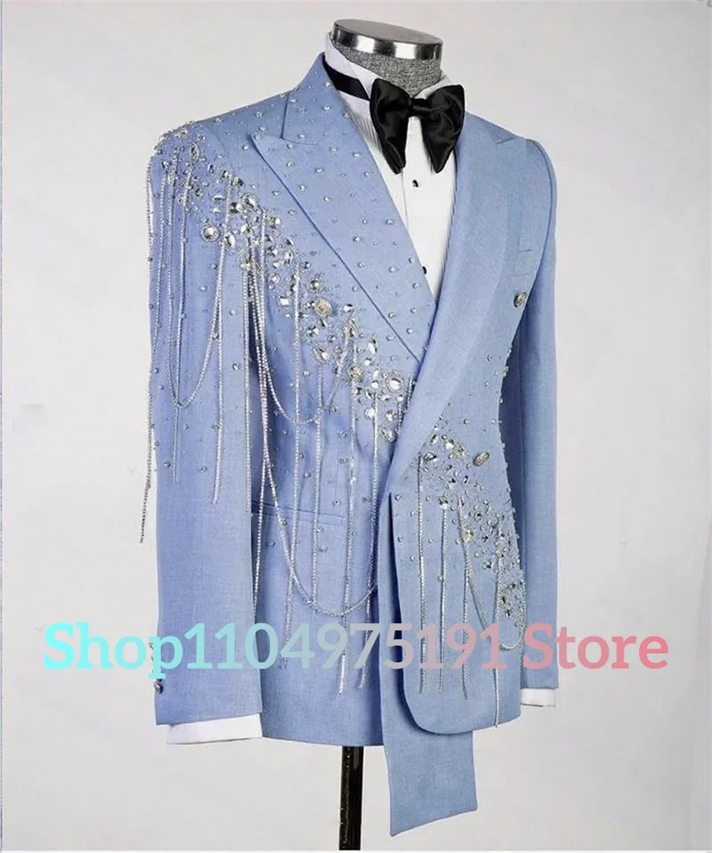 Exquisite men's suit Crystal Tassel 2-piece Men's Suit Modern Men Wedding Suits Special Occasion Gowns Celebrity Gowns
