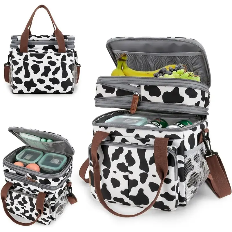 DT39 Large Capacity Expandable Lunch Bag, Double Deck Insulated Cooler Leakproof for Men Women Office Picnic