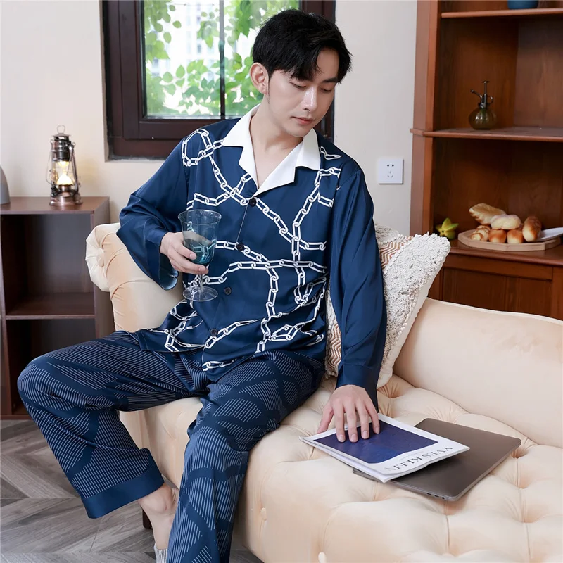 Hot Selling Custom pyjamas Sleeping Clothes Pajamas Men Satin Silk home wear Sets