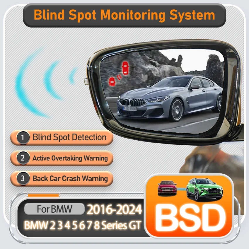 Car Rearview Mirror BSD BSM BSA 24GHZ  For BMW 2 3 4 5 6 7 8 Series GT 2016-2024 Lane Change Assist Blind Spot Detection System