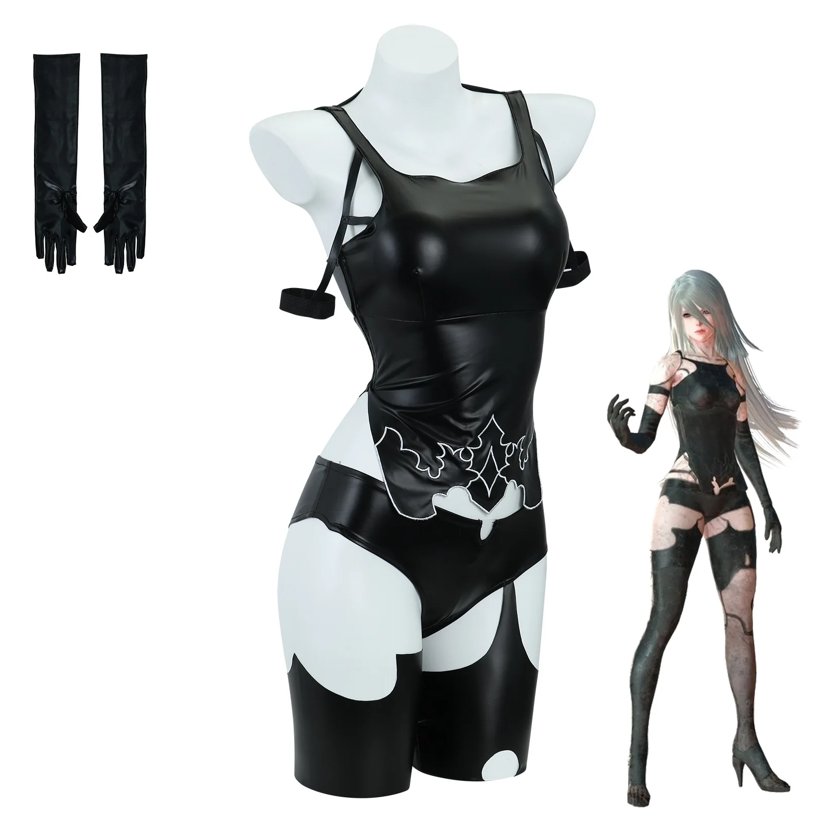 Game NieR:Automata A2 Cosplay Costume Wig Sexy Black Battle Suit For Women Girl Handsome Halloween Party A2 Role Play Outfit