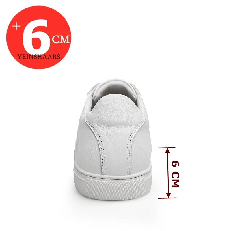 White Sneakers Men Genuine Leather Elevator Shoes Heightening Shoes Height Increase Shoes Height Shoes Tall Shoes Insole 6cm