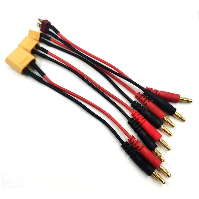 2PCS 4.0 to XT30 XT60 XT90 TRX T Male Cable with 4mm Banana Gold Plug 15CM Silicone Wire for RC Lipo Battery Plug Charging Cable