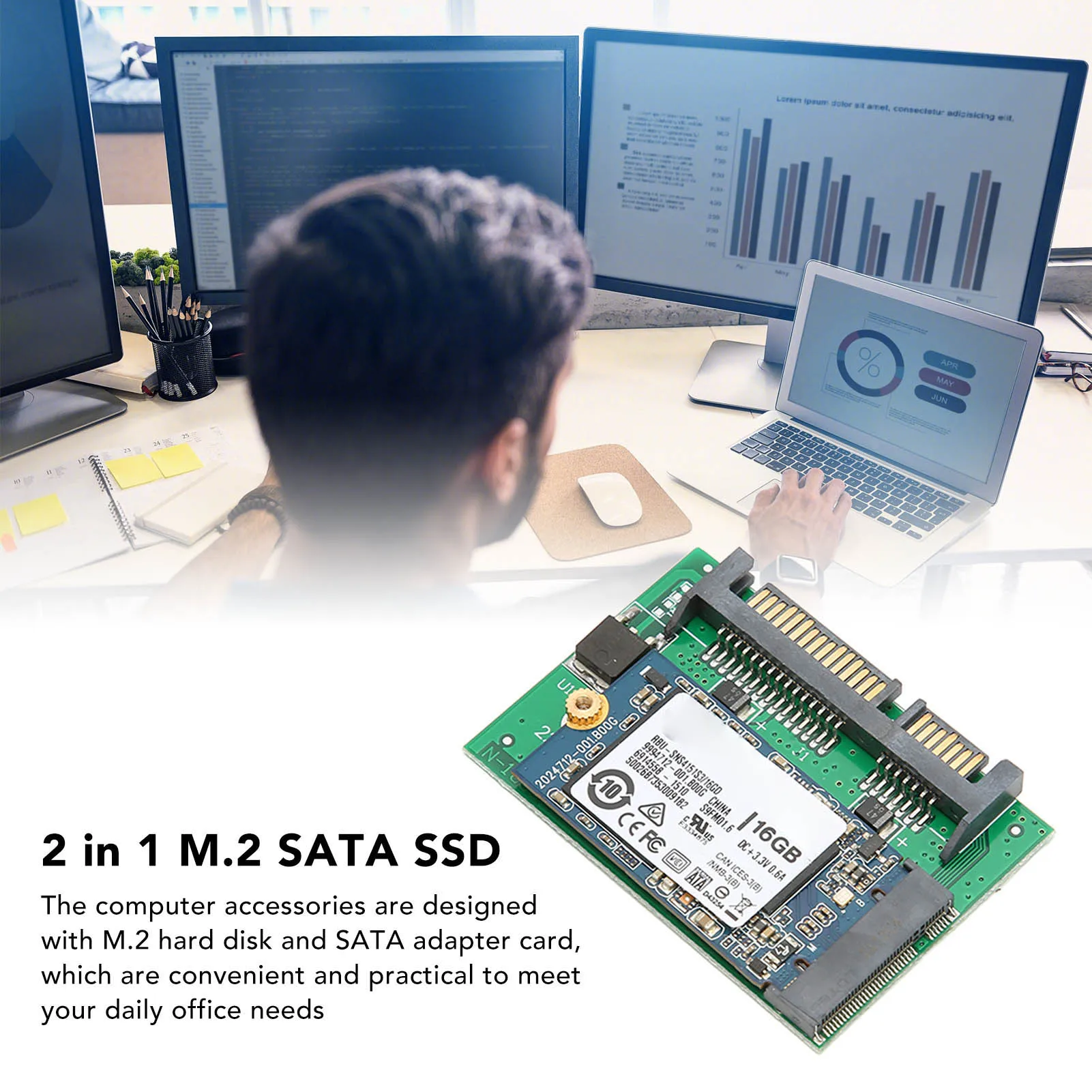 Адаптер SATA M.2 SSD 2 в 1, стабильный, надежный, портативный, Plug and Play, компьютерные аксессуары, 16 ГБ