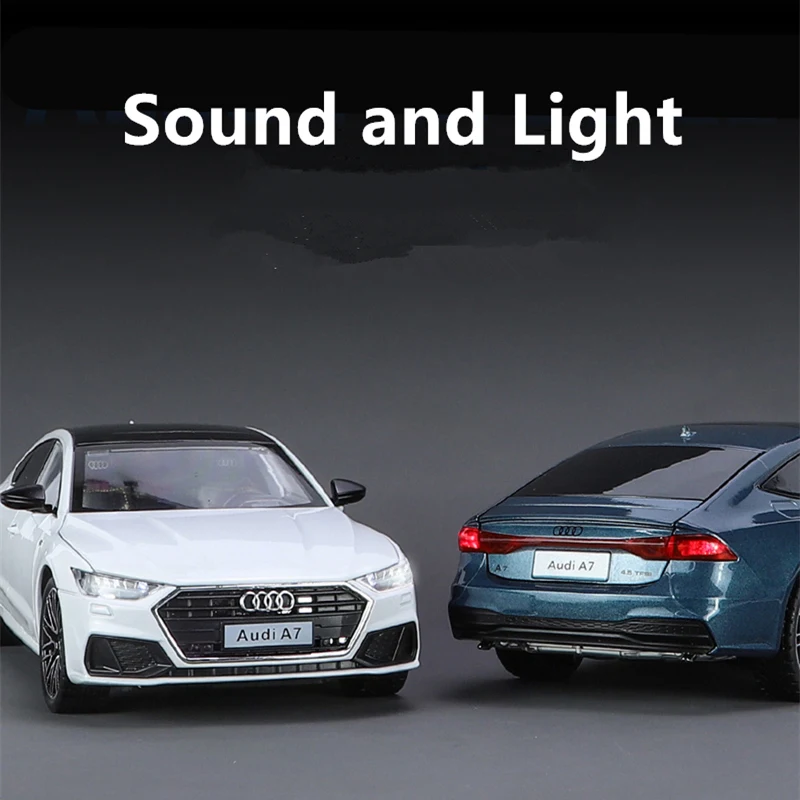 1:24 AUDI A7 Coupe Alloy Sports Car Model Diecasts Metal Vehicles Car Model Sound and Light Simulation Collection Kids Toy Gifts