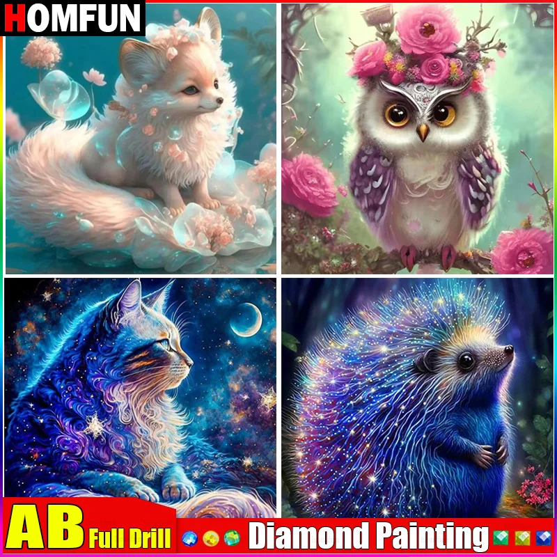 

Алмазная вышивка HOMFUN AB «животное, кот, сова, лиса»