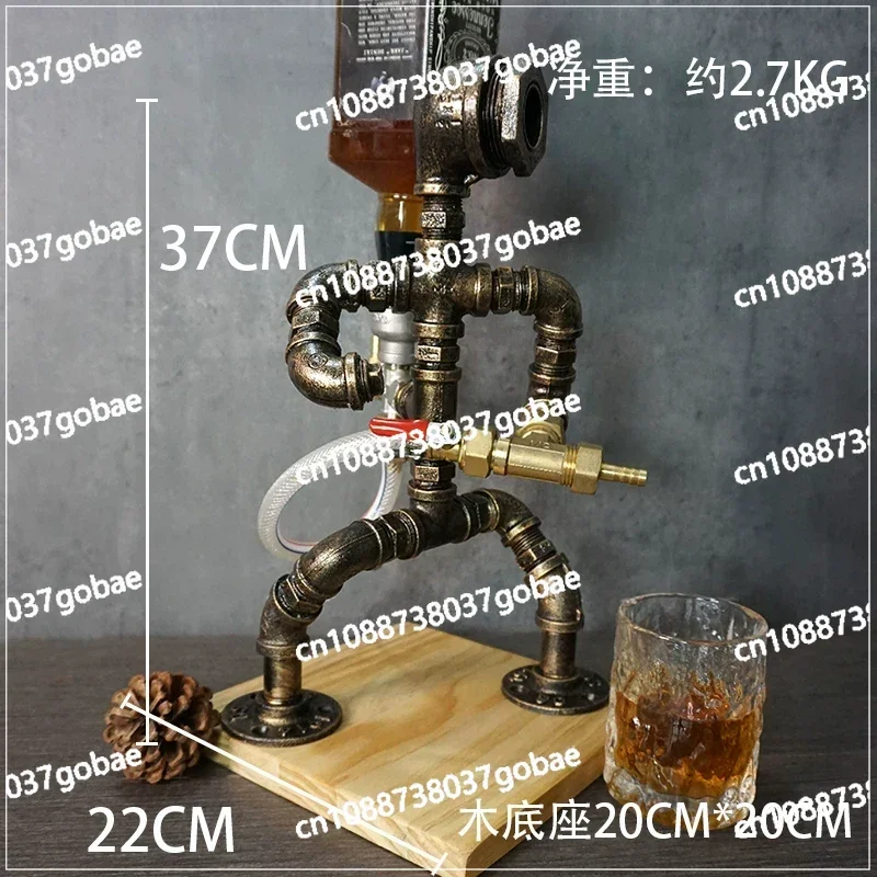 Water pipe robot industrial style retro desk lamp cafe restaurant bar table decoration ornament wine rack wine dispenser