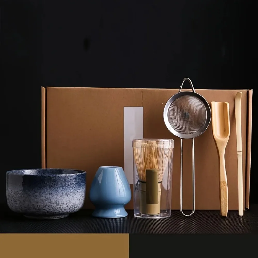 

6Pcs Tea Brush Set Bamboo Matcha Scoop and Holder Matcha Bowl Japanese Tea Ceremony Accessory for Beverage Shop Tea Making Tools