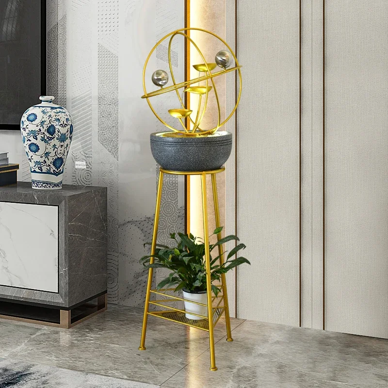 Modern Metal High-End Work Art Decoration Living Room Flower Stand Fountain Water Nordic Room Humidifying Creative Waterscape