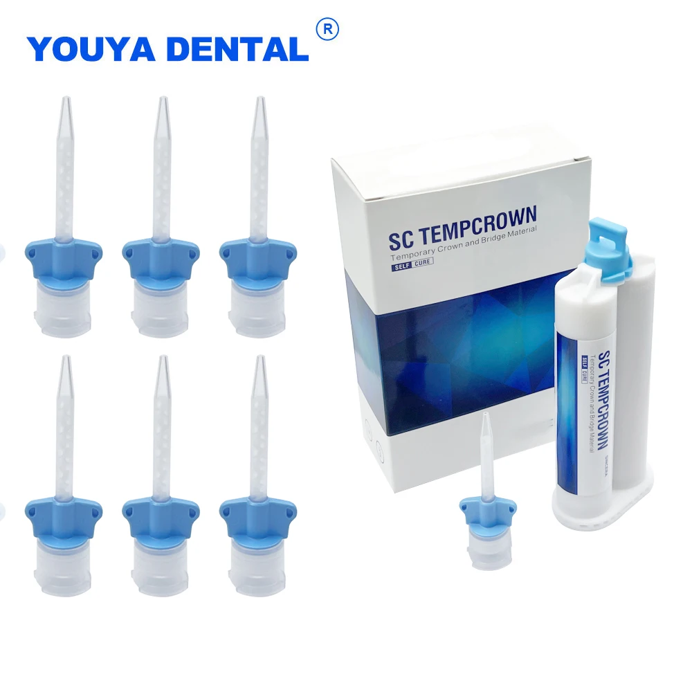 Mixing Gun 1:1 Impression Mixing Tips Dental Temporary Crown Materials A2 Shade Bridge Self Curing Temp Prosthesis Front Teeth