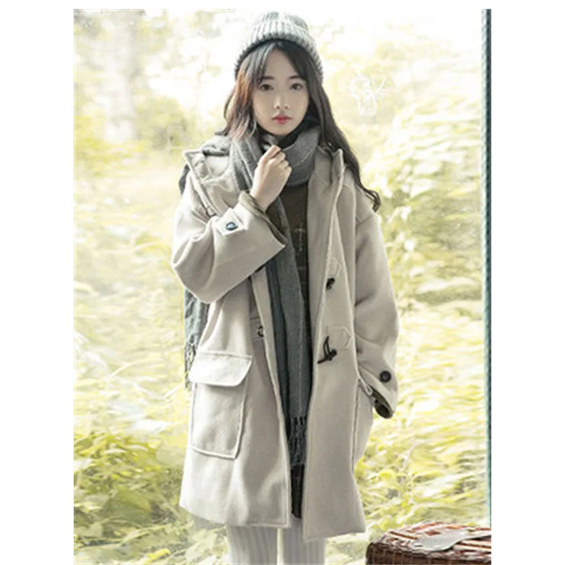 Off-season Clearance Woolen Coat 2022 Female Autumn and Winter New Mid-length Student Temperament Small Nizi Coat Thickened Coat