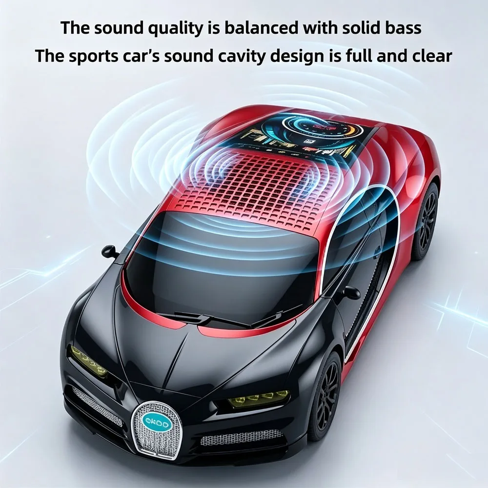 Car Model Bluetooth Speaker Portable Wireless Audio Player With Dynamic LED Light Home Desktop Ornament Gift For Boys Men