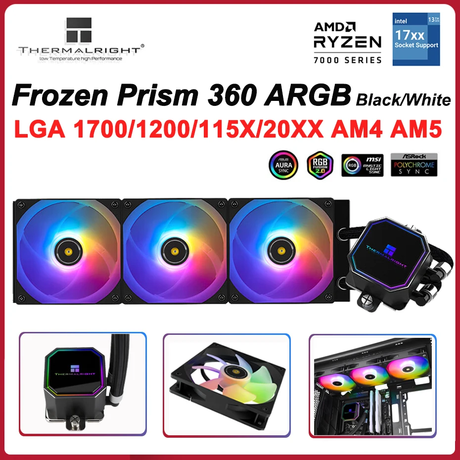 

Thermalright Frozen Prism 360 Black ARGB Water Cooled Radiator 5V 3PIN CPU Fan Case Liquid Cooler LGA1700 115x 1200 2011 AM4 AM5