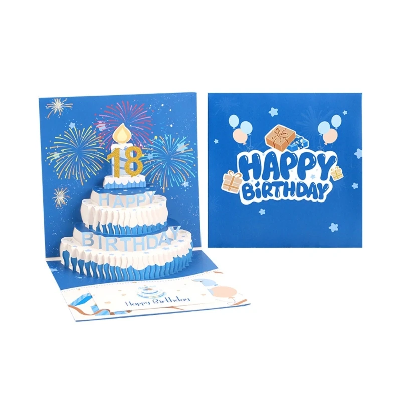 SZWA Distinctive 3D Popup  Birthdays Cake Card Festival 3D Birthday Greeting Card Cake Designs Popup Card with Envelope