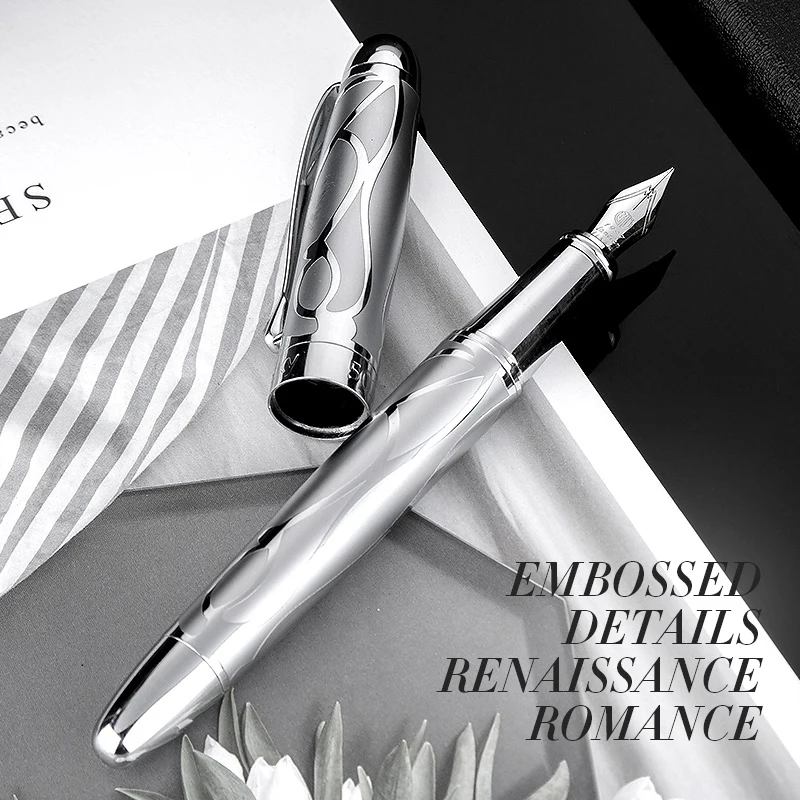 LT Hongdian 5010 Calligraphy Pen Students Iridium Nib Writing Pen Office Fountain Metal Embossed Design Renaissance