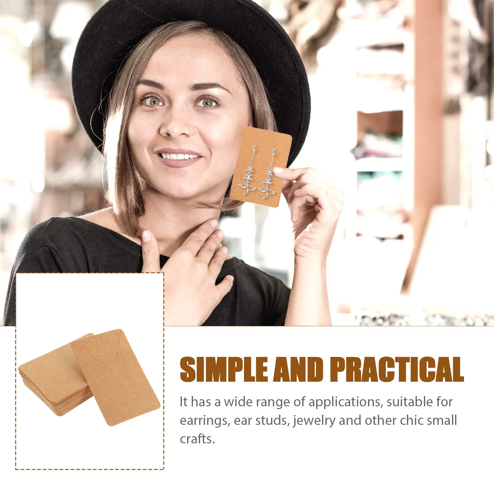 

1Set Kraft Paper Earring Holder Cards Jewelry Display Storage for Vintage Ear Studs Organizers Showcase Craft Display Stand