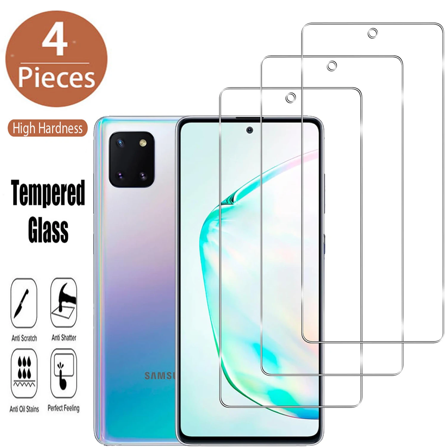 2/4 шт. HD прозрачное закаленное стекло Защитная пленка для экрана Samsung Galaxy Note 10 Lite Противоударная небьющаяся защита Фото №3