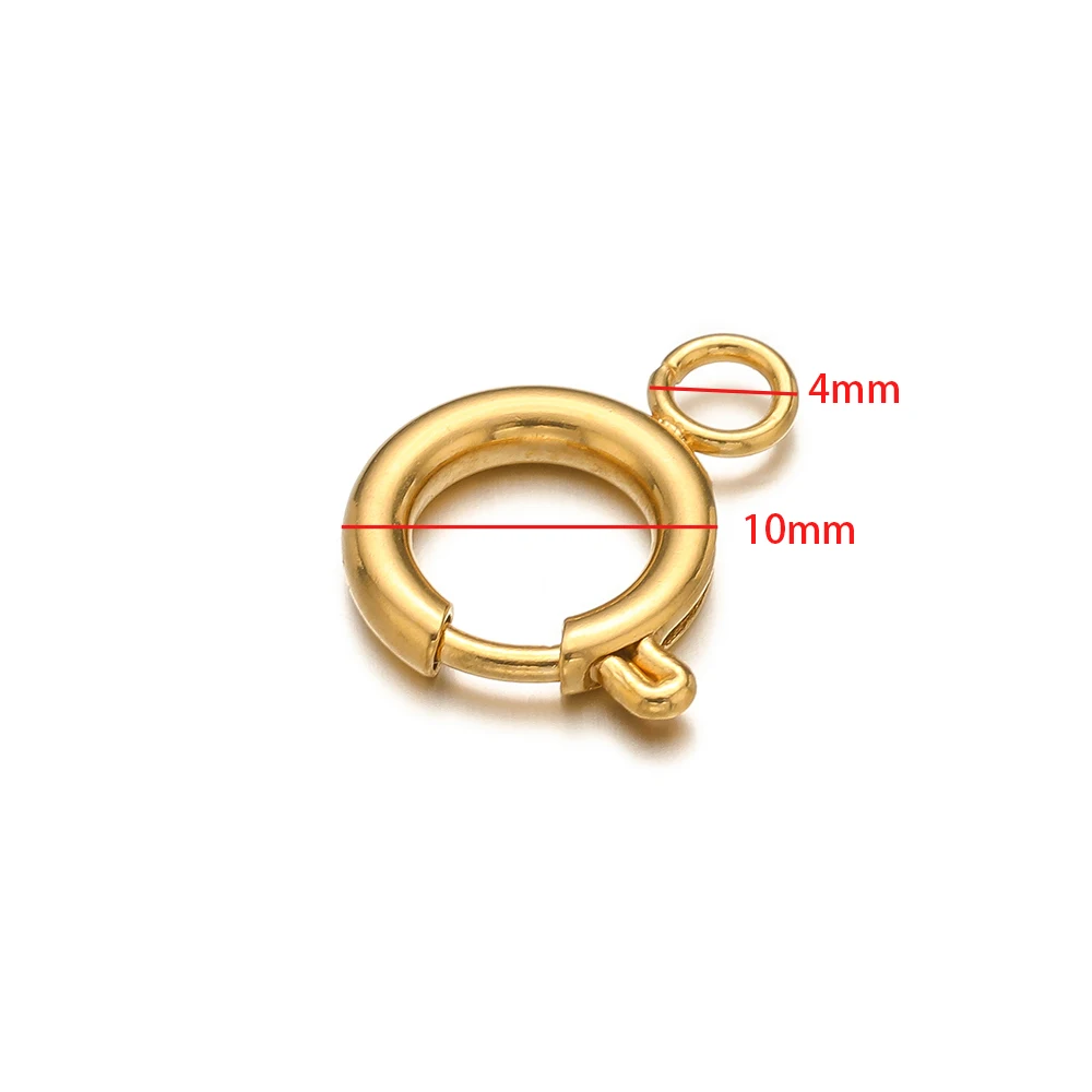 10 Stück 18 Karat Gold Edelstahl Runde Klaue Federhaken Schnalle Karabinerverschluss für DIY Armband Halskette Schmuckherstellung Großhandel