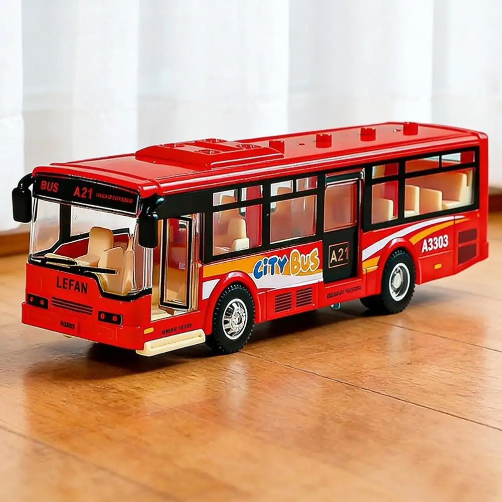 Autobús Urbano de Juguete con Retroceso, Modelo Realista de Vehículo de Transporte Público, Funciona por Fricción, Regal