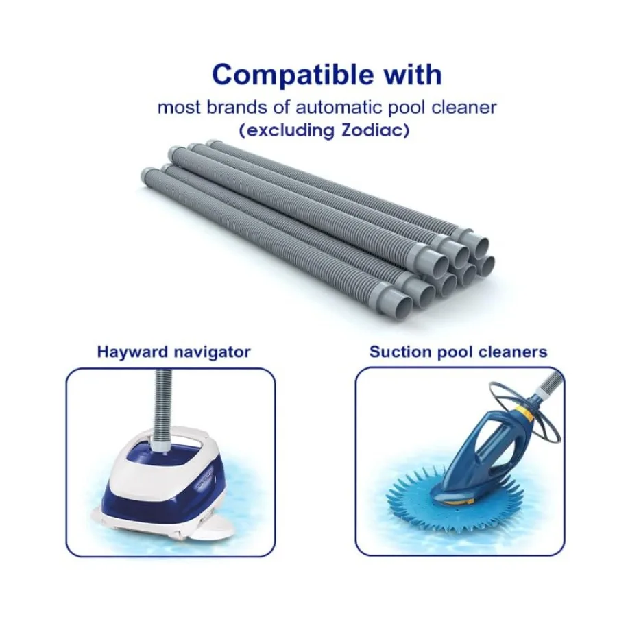 Professional Swimming Pool Vacuum Cleaner Hose -1.5" 8 Pcs Hoses for Pool Vacuum Extension/Replacement - Compatible with all Ma view 5