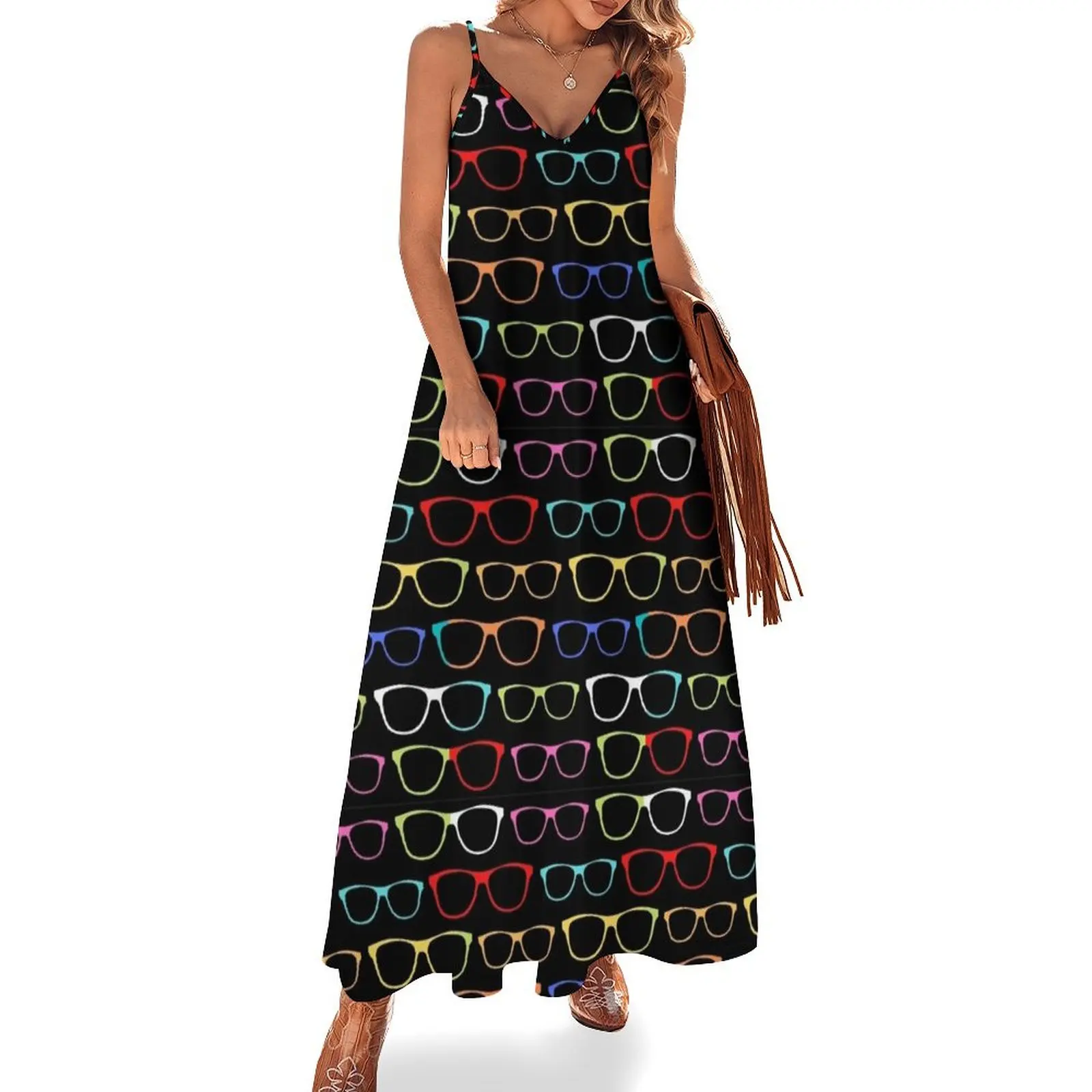 

Colorful Hipster Eyeglasses Pattern Cute And Beautiful Eyeglasses Pattern Sleeveless Long Dress dresses for woman 2025 Dress