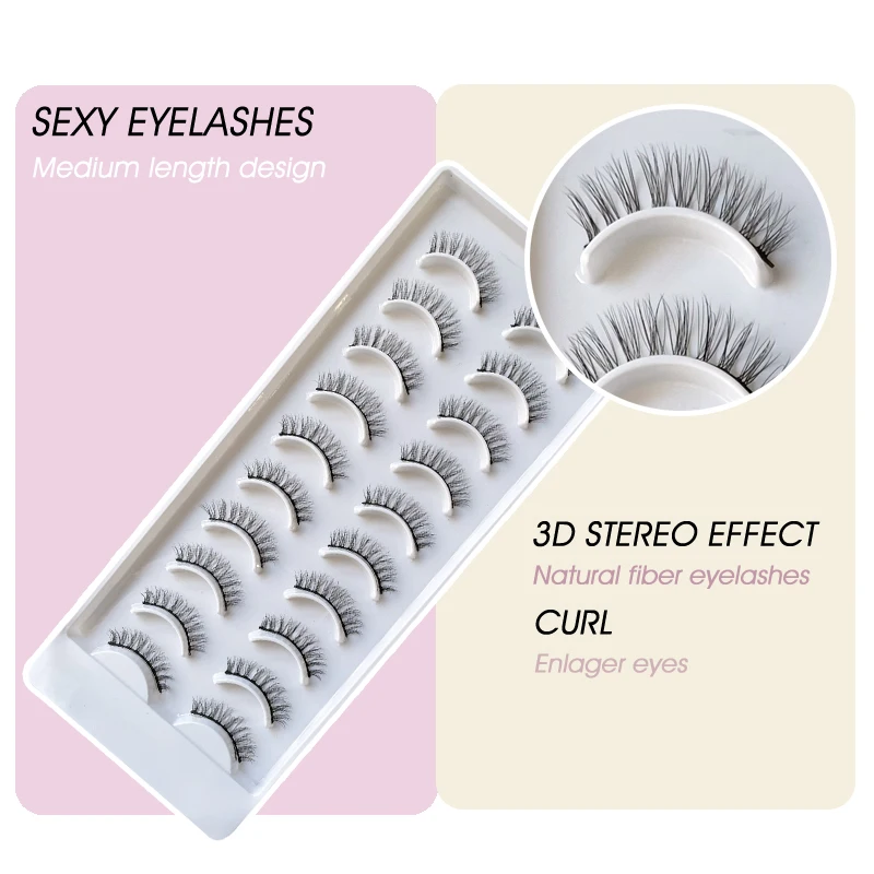 10Pairs 18-23mm 3D Mink Lashes Natural Volume Fluffy False Eyelashes Thick Dramatic Eyelash Extension 100% Cruelty Free Eyelash