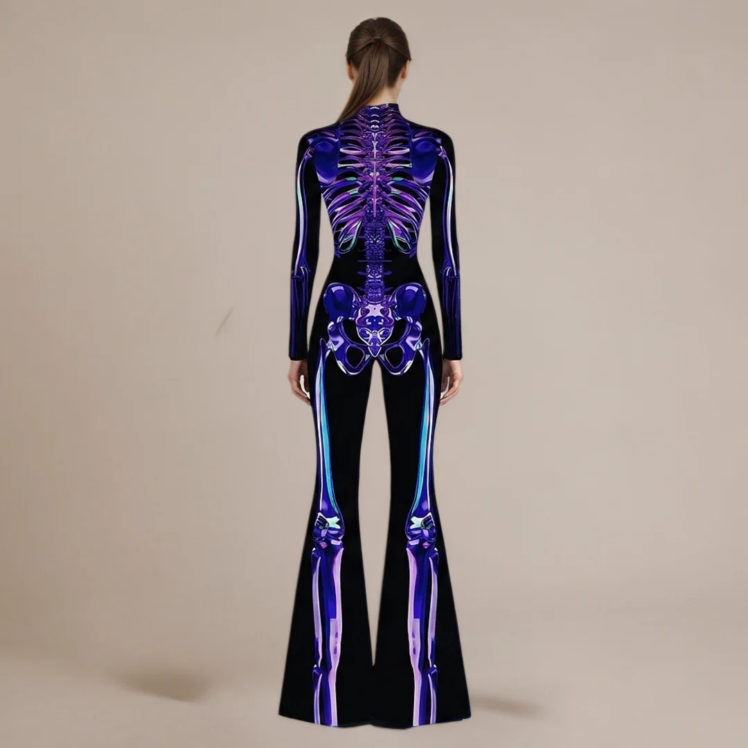 Damen Schmetterling-Flared-Jumpsuit Cosplay Dehnbarer Kostüm-Bodysuit für Zirkus, Karneval, Bühnenshow, Party, Halloween-Ausführung – Detail 18