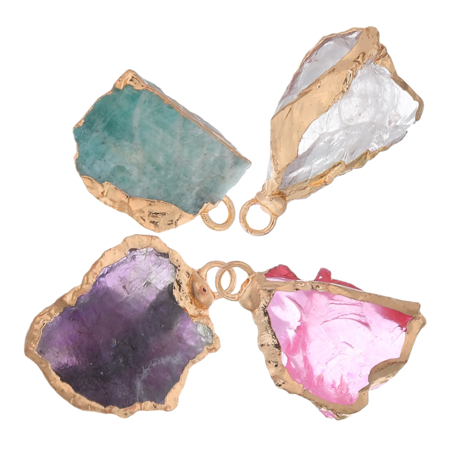 

4Pcs Natural Quartz Crystal Pendants Irregular Stone Charms for Jewelry Making DIY Necklace Earring Craft Supplies