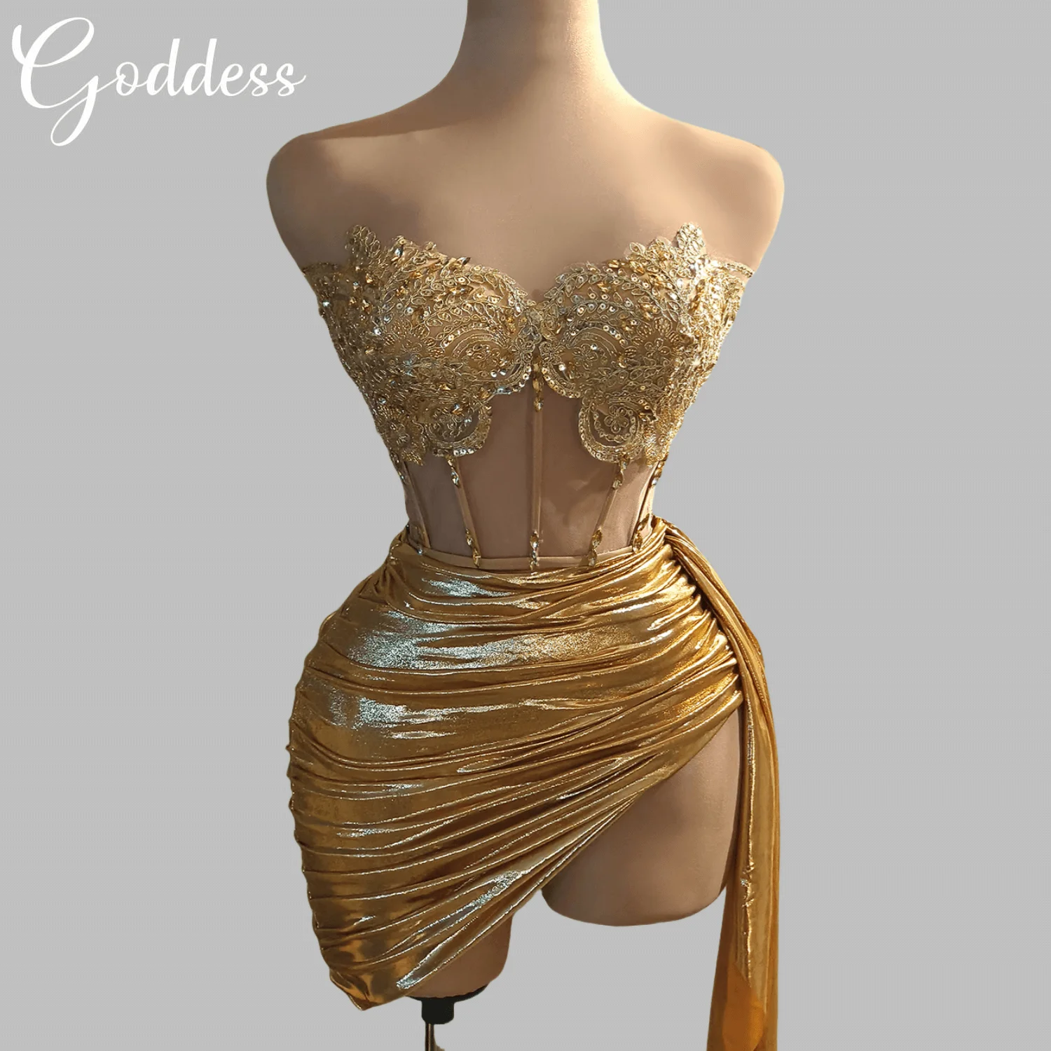 

Gold Off Shoulder Dress Birthday Party Goddess Dress Nightclub Bar Singer Stage Performance Costume Pole Dance Huangjin