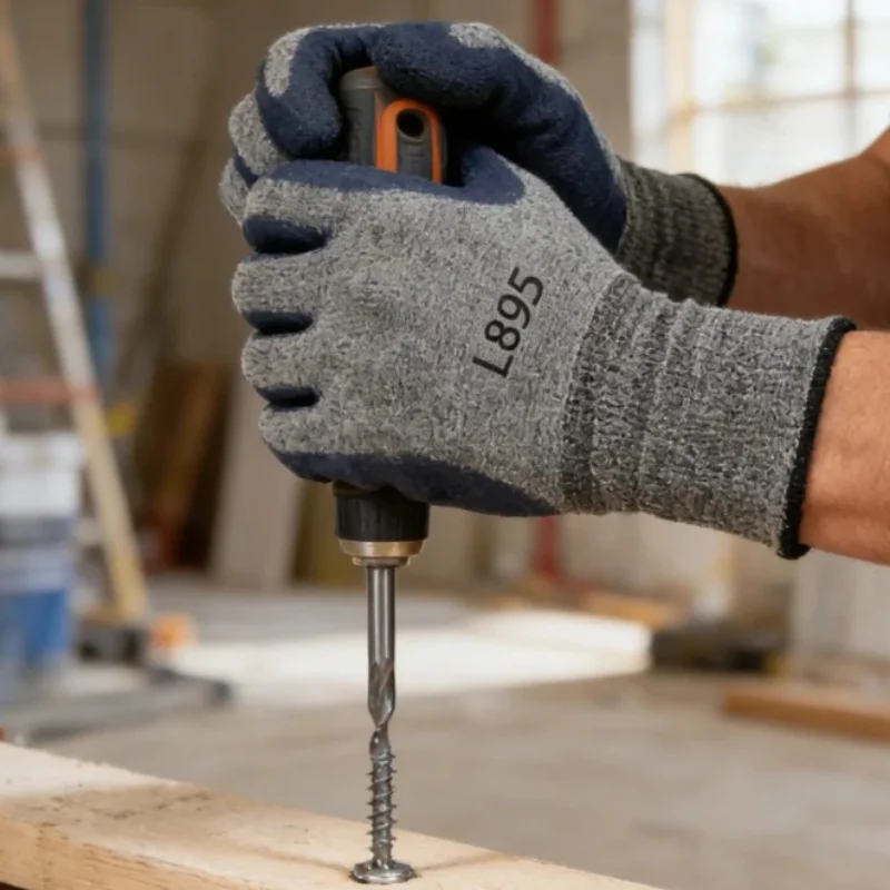 

1pcs Grey Blue Site Work Gloves Mechanical Maintenance Protective Gloves Wear Resistant Slip Resistant Breathable Construction