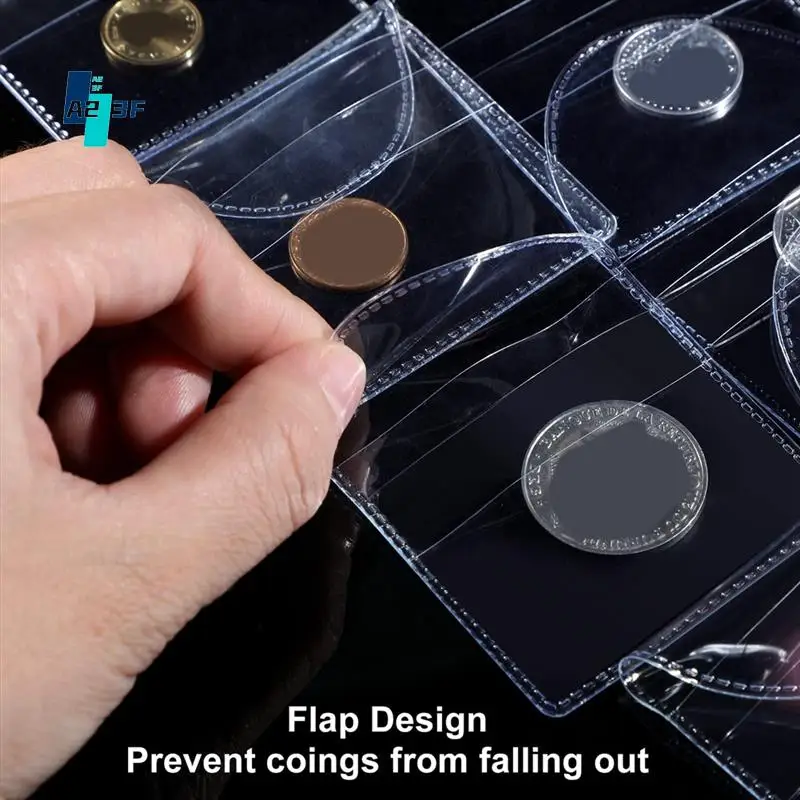 

A23F-100Pcs Single Pocket Coin Flip, 2Inch Individual Clear Plastic Sleeves Holders Coin Holder Small Coin Sleeves
