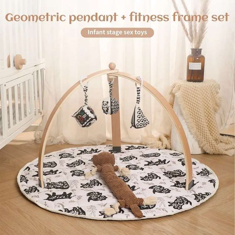 Wooden Gym Portable Frame Rack New Nordic Baby Baby Activity Gym Mobile Suspension Baby Room Decoration Newborn Baby Accessories