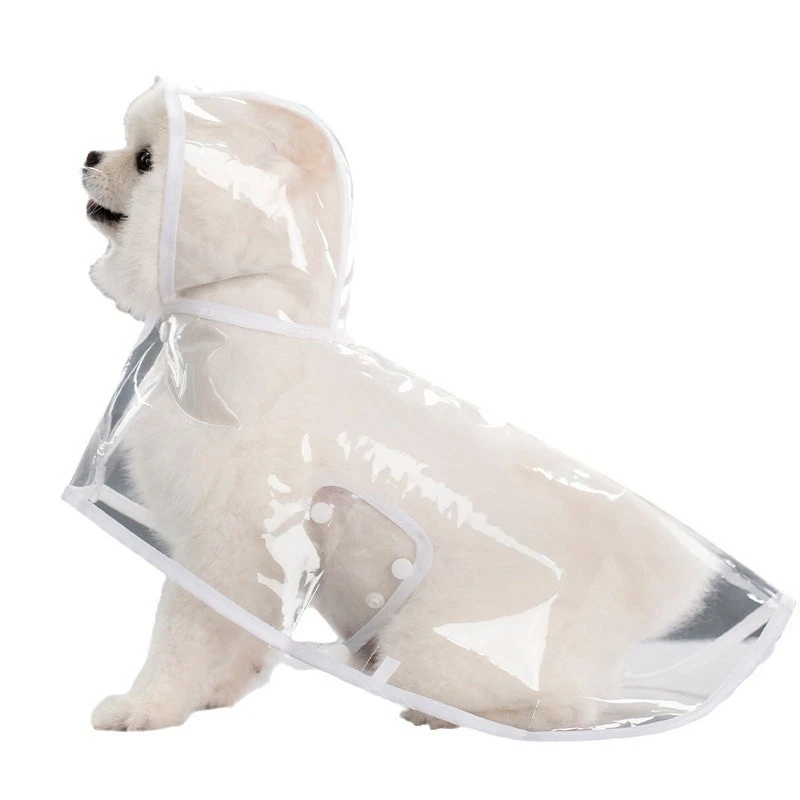 New Raincoat Pet Transparent Outgoing Raincoat Thickened Windproof and Waterproof Large, Medium, and Small Dog Clothes Plastic F