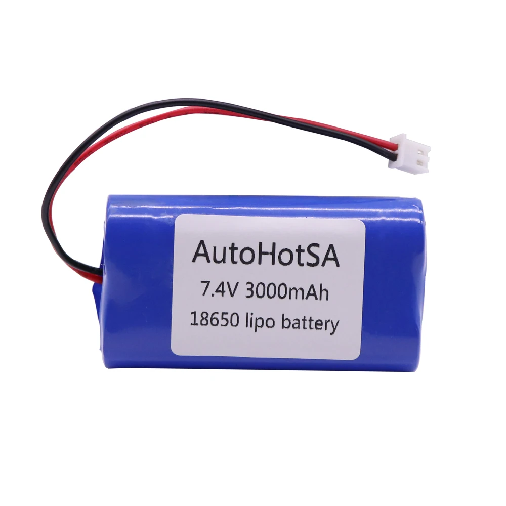 Akumulator litowo-jonowy 7,4 V 3000 mAh 18650 z wtyczką XH2.54 2P 7,4 V o dużej pojemności 18650-2S aktualizacja akumulatora litowego 3000 mah