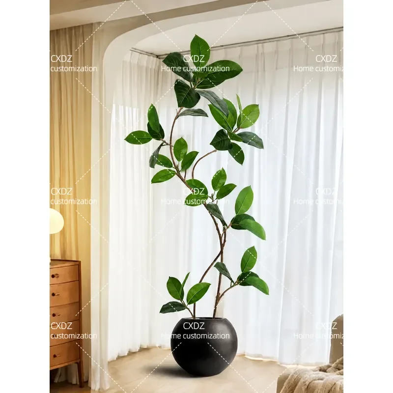 Simulated green plants high-end light luxury Bengal banyan living room bionic indoor plants potted plants ornament floor