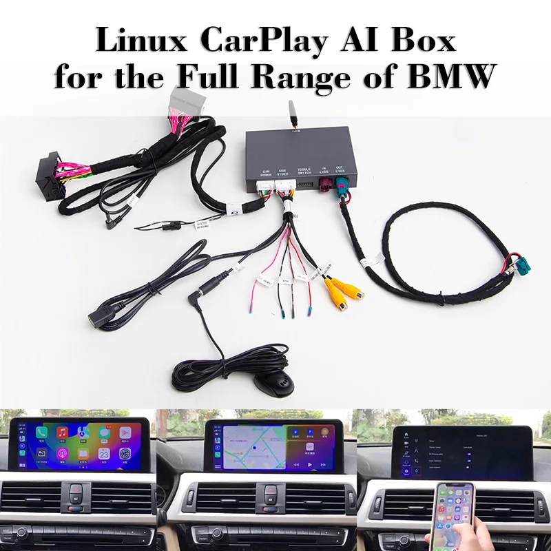 Linux CarPlay AI Box للمجموعة الكاملة من كاميرا BMW 1080P HD Video 1920x720 اللاسلكية Autolink iOSMirror Android Auto Bluetooth