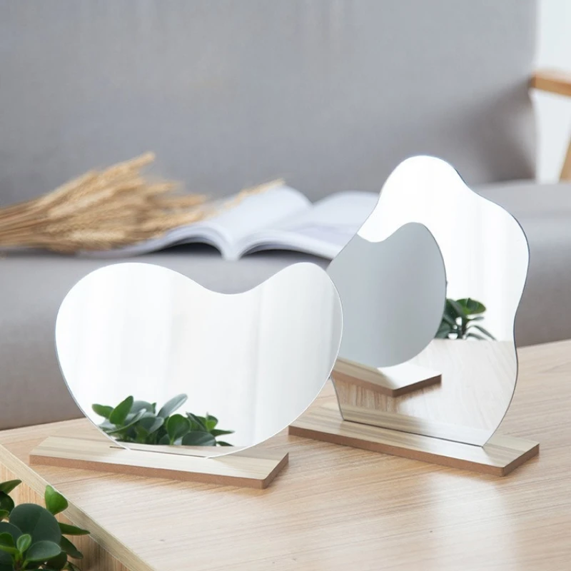 Specchio irregolare in stile coreano moda Ins Specchio da toeletta per ragazza Tavolo da tavolo Specchio per trucco Puntelli Decorazione Specchi vintage