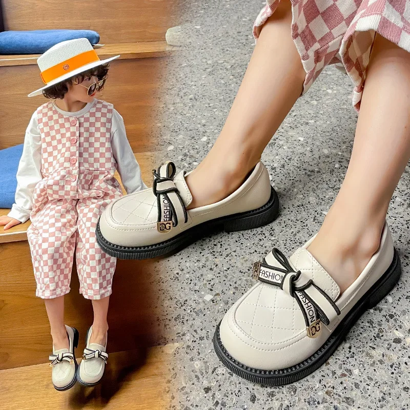 2024 Children Leather Shoes for Girl Spring Autumn New Fashion UK Style Soft Thick Sole Comfortable Princess Wedding Dress Shoes