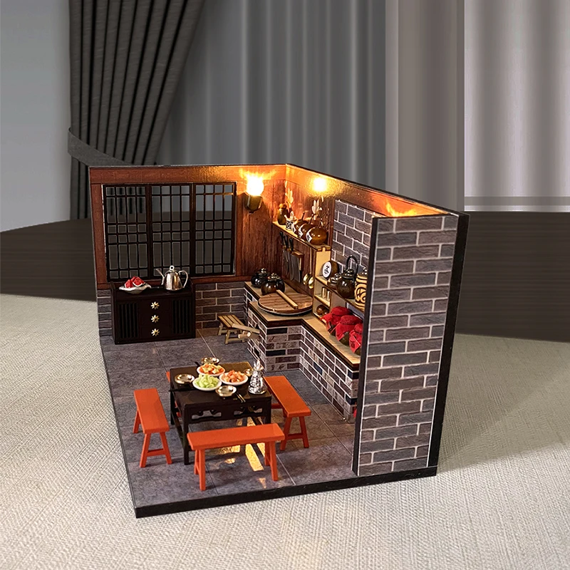 Wooden Doll House Kit Miniature With Furniture Led Lights Chinese Style Casa Diy Villa Dollhouse Toys Adults Children Xmas Gifts